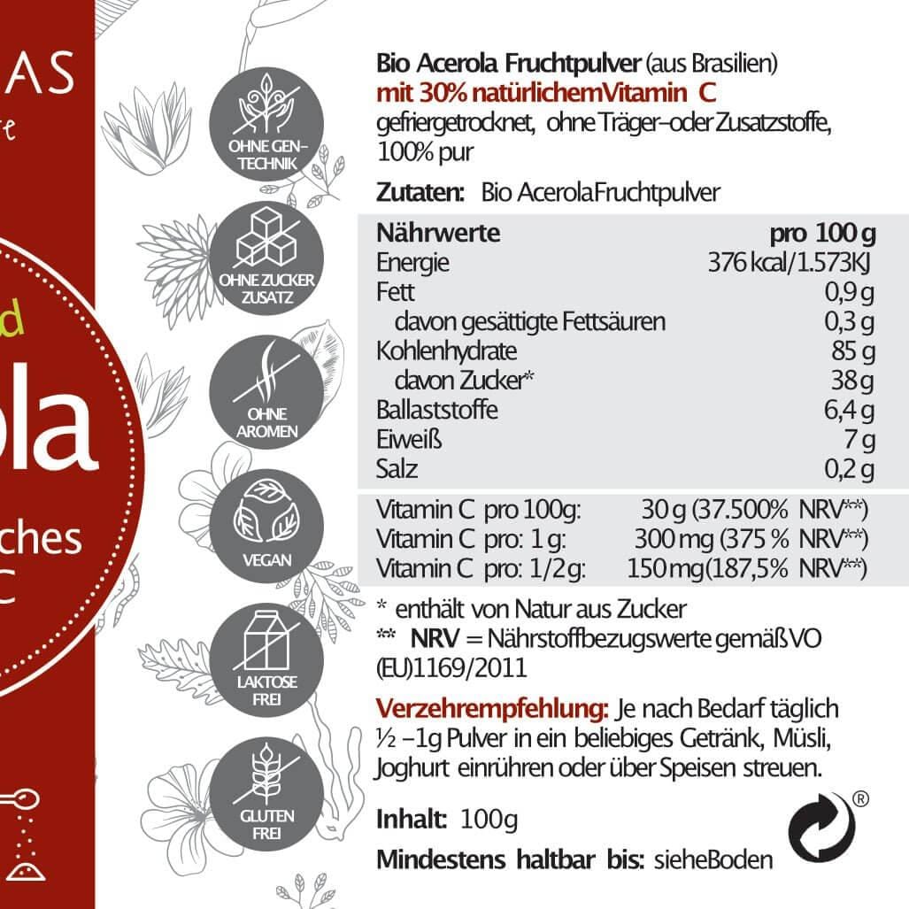 BIO Acerola Pulver (30% Vitamin C) - Amazonas Naturprodukte Handels GmbH