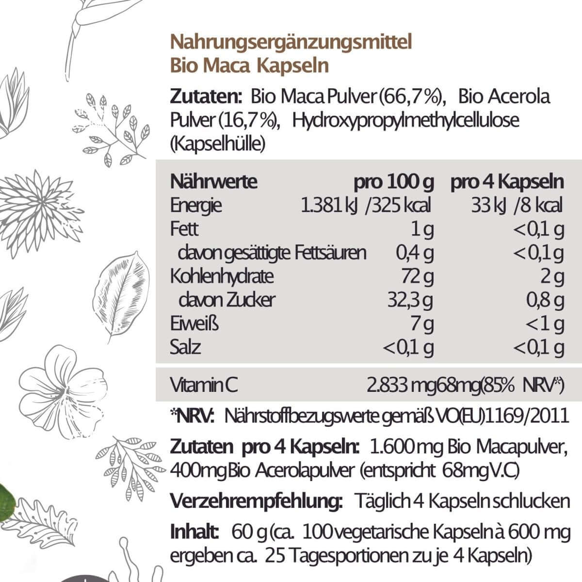 BIO Maca Kapseln mit BIO Acerola Pulver - Amazonas Naturprodukte Handels GmbH