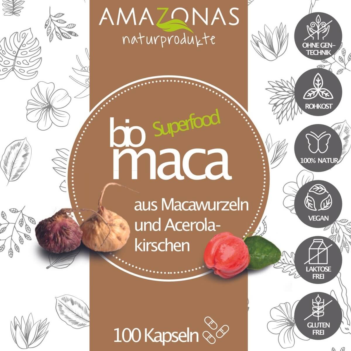 BIO Maca Kapseln mit BIO Acerola Pulver - Amazonas Naturprodukte Handels GmbH