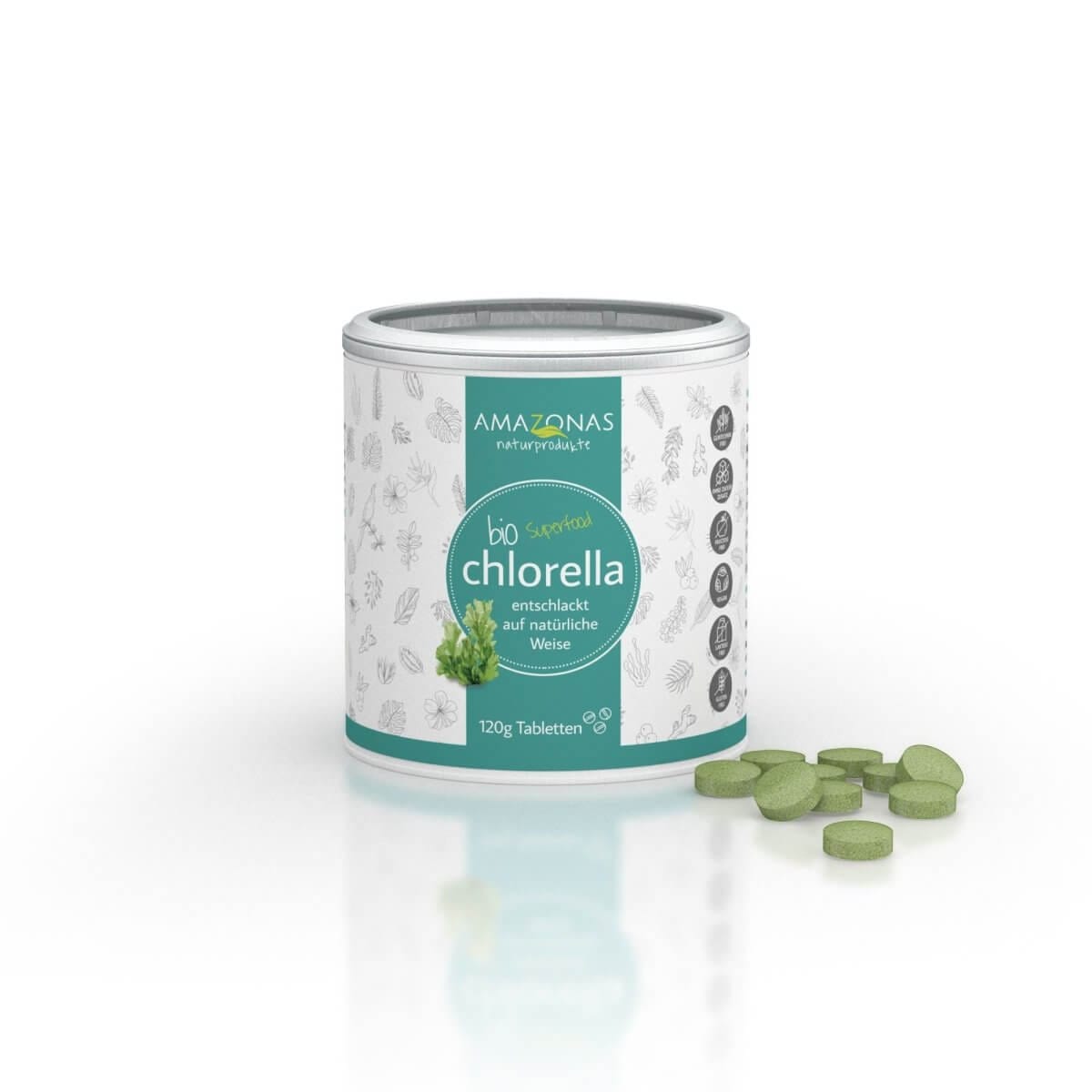 BIO Chlorella-Mikroalge 300 Tabletten - Amazonas Naturprodukte Handels GmbH