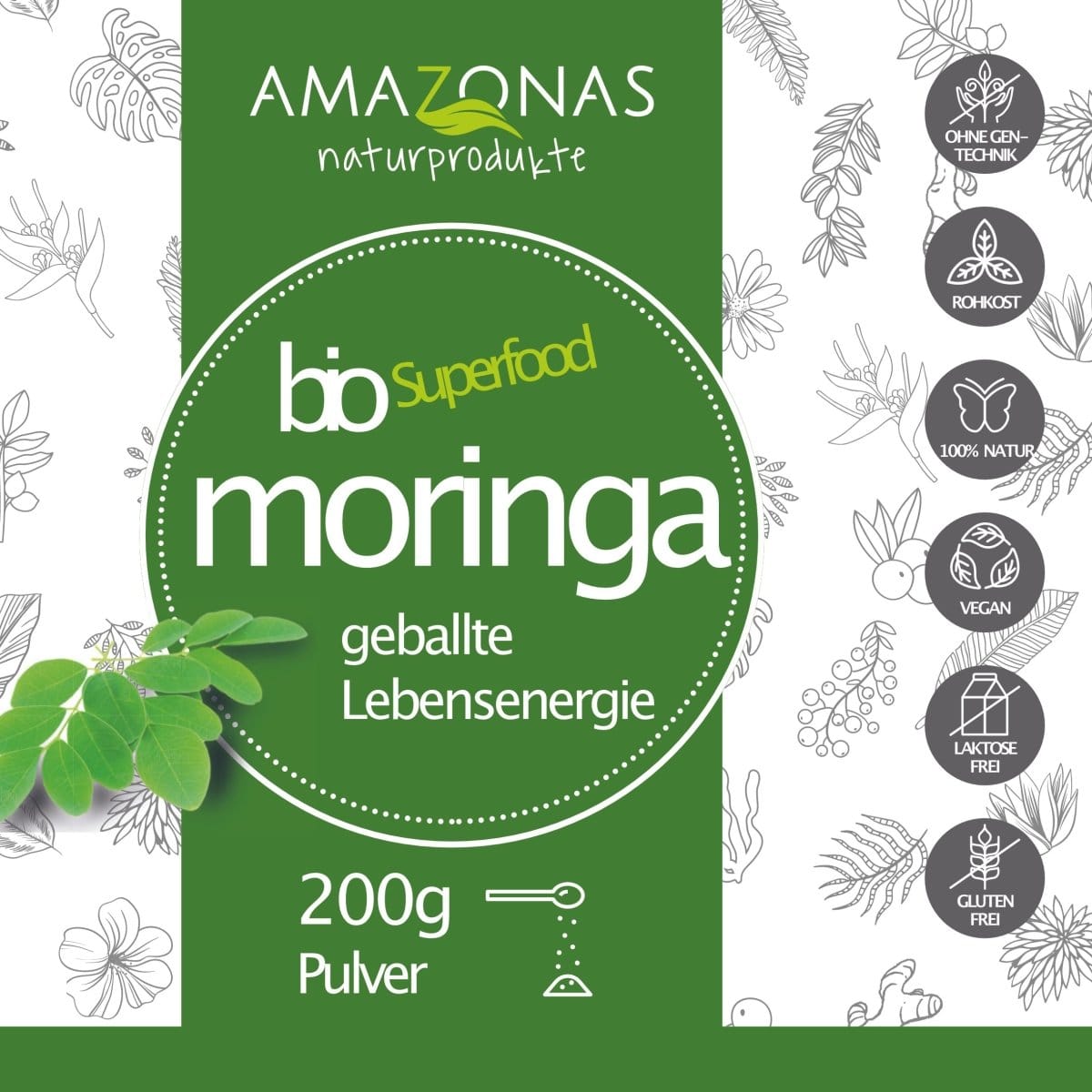 BIO Moringa Blattpulver 200 g - Amazonas Naturprodukte Handels GmbH