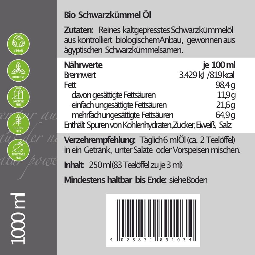 Bio Schwarzkümmelöl - Amazonas Naturprodukte Handels GmbH